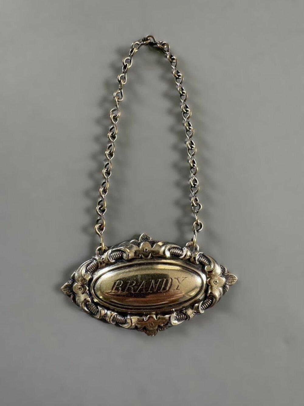 Antique Decanter Label Silver Plate - Brandy